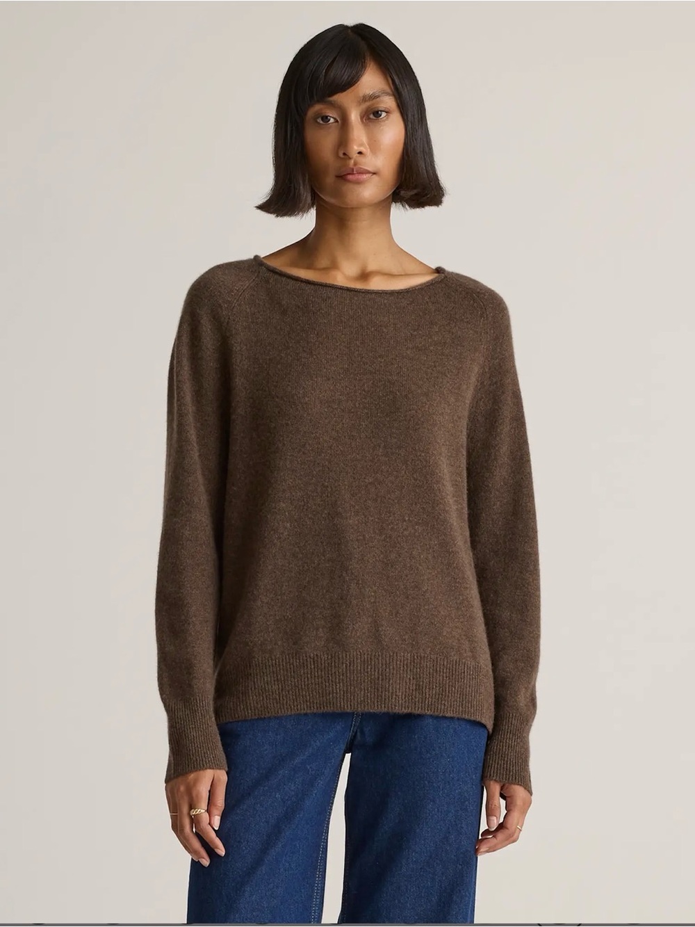 Quince Brown Crewneck Cashmere Sweater